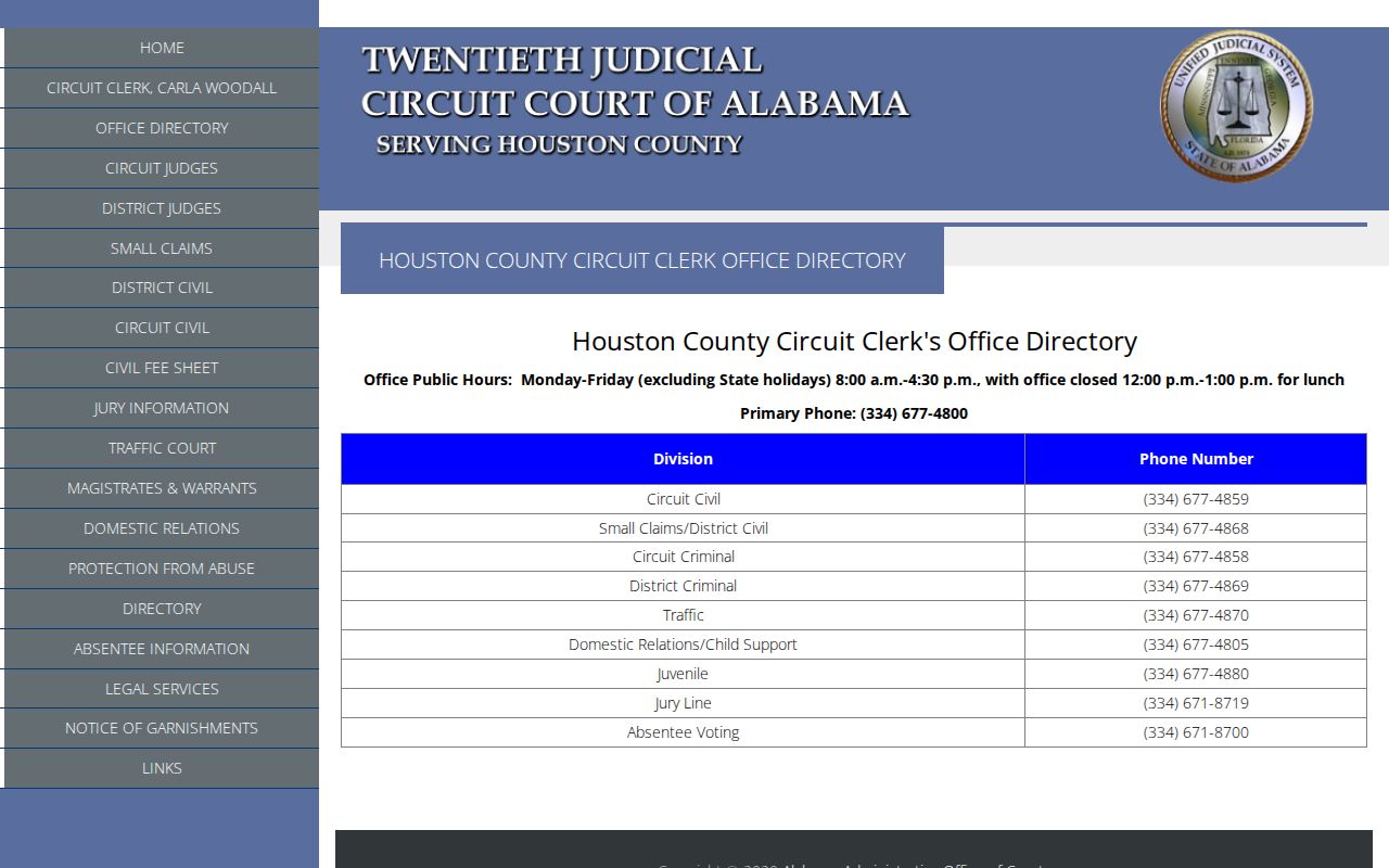 Houston County outstanding warrant criminal division routing