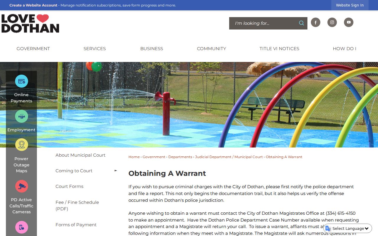Dothan arrest warrant affidavit and appointment instructions