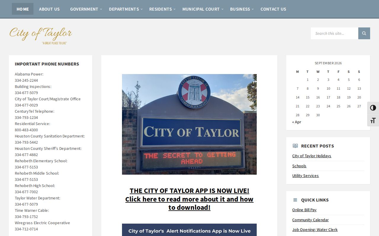 Taylor City Hall contact for a Houston County bench warrant question