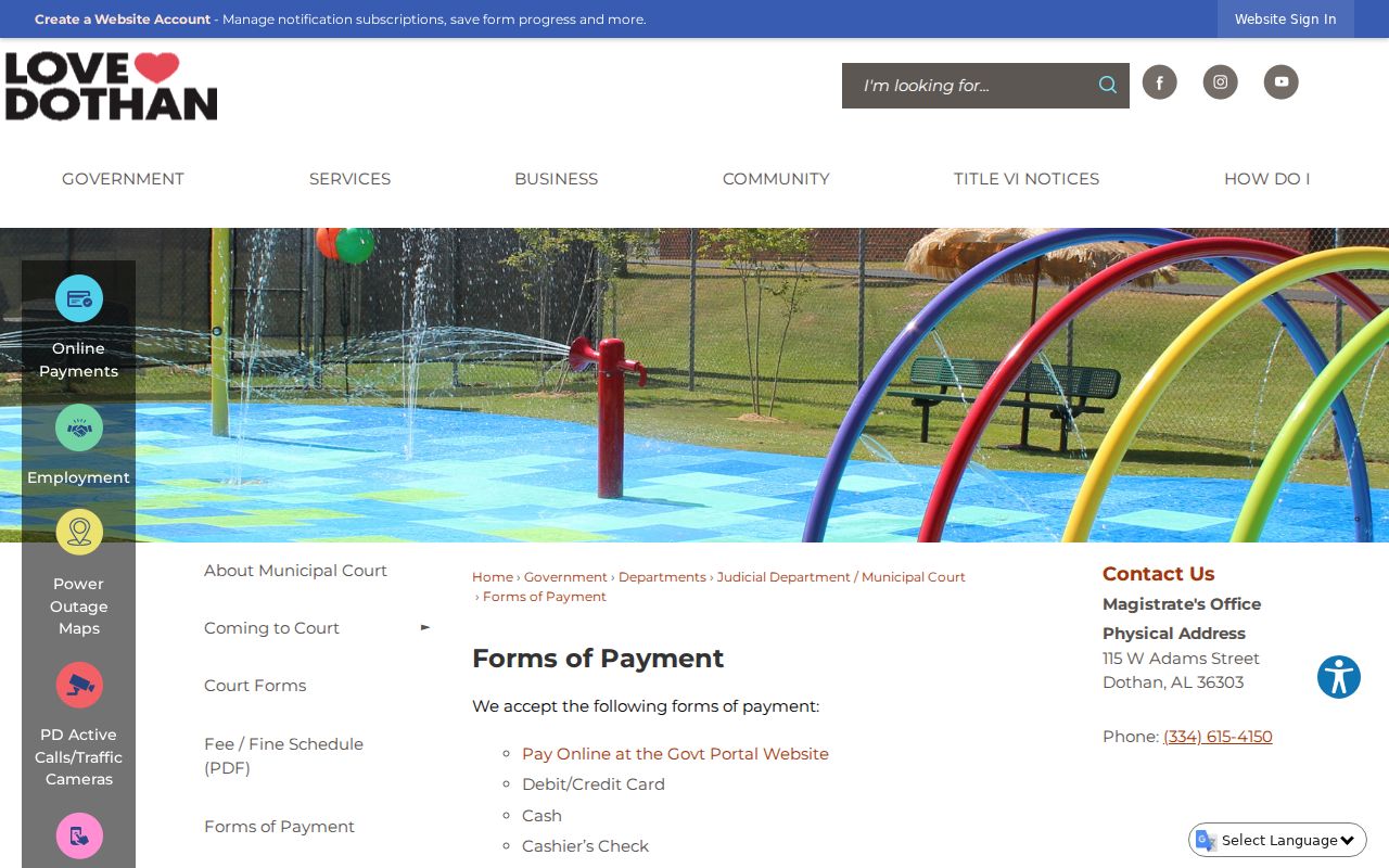 Dothan payment channels for a Houston County bench warrant case