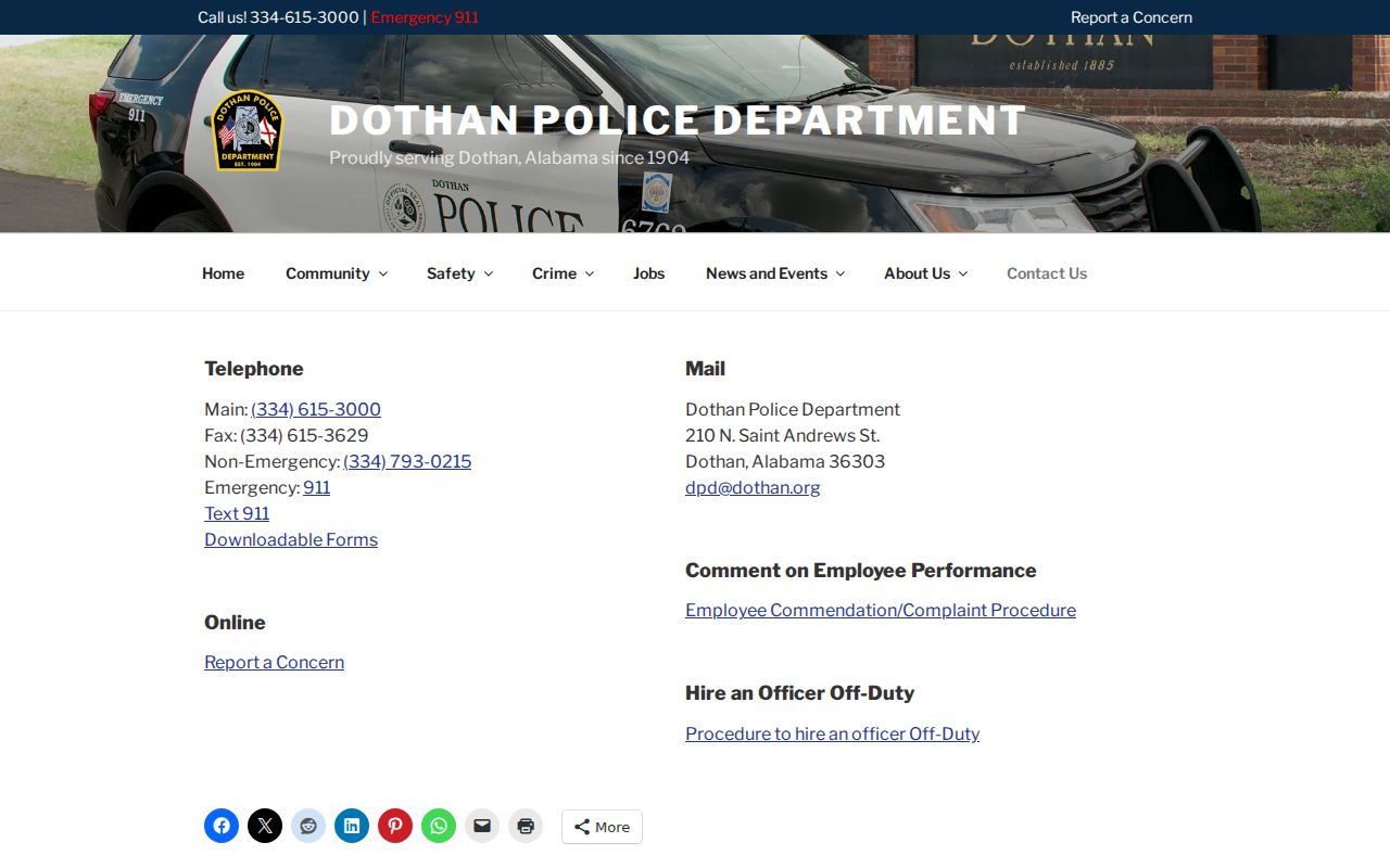 Dothan police contact route for a Houston County bench warrant question