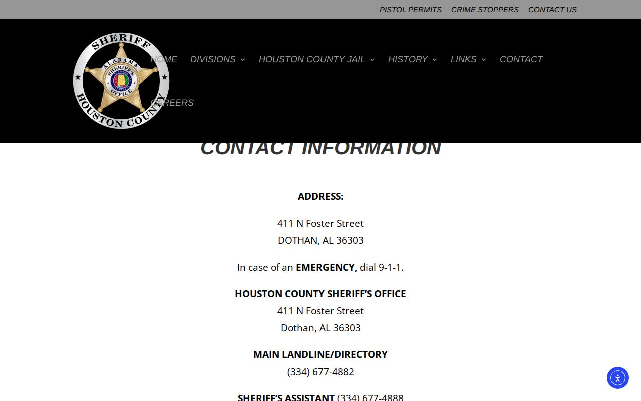 Houston County warrant contact numbers in the official sheriff directory